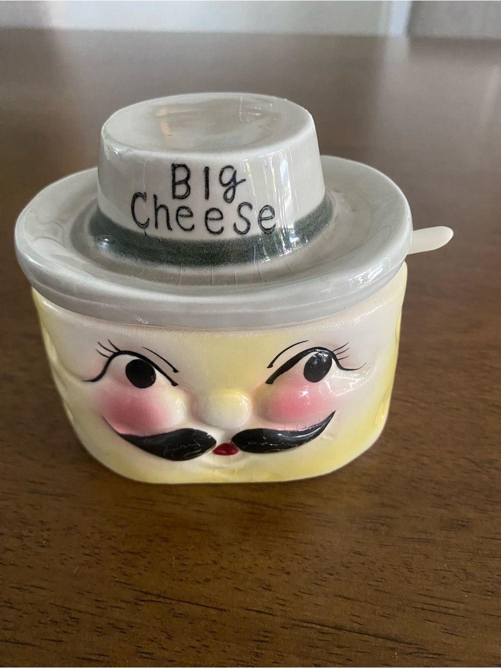 Vintage Deforest Big Cheese Ceramic Face Jar